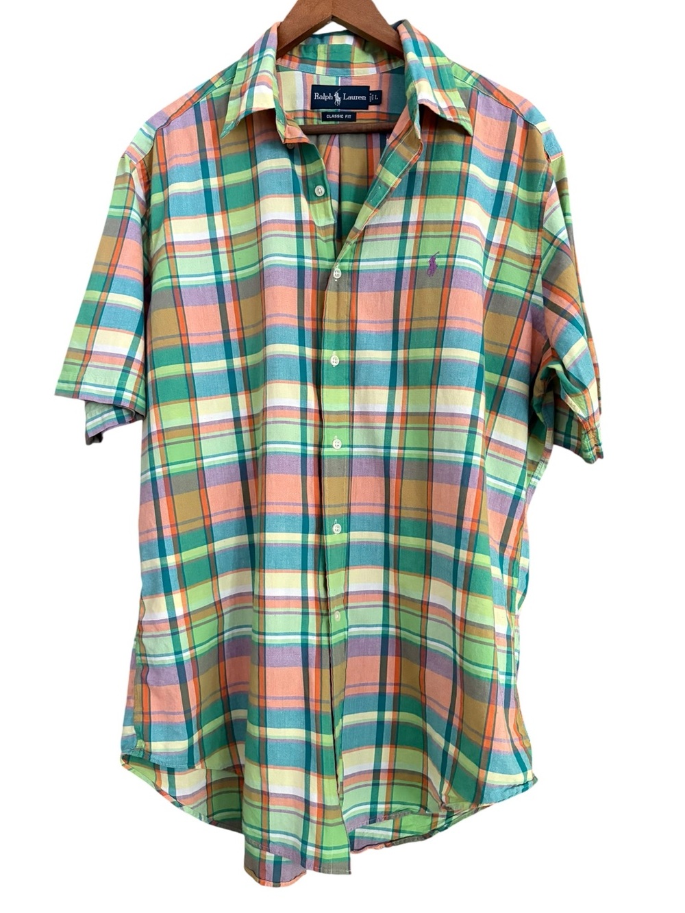 Vintage Ralph Lauren Classic
Fit Pastels Plaid Short Sleeve
Lightweight Shirt L
